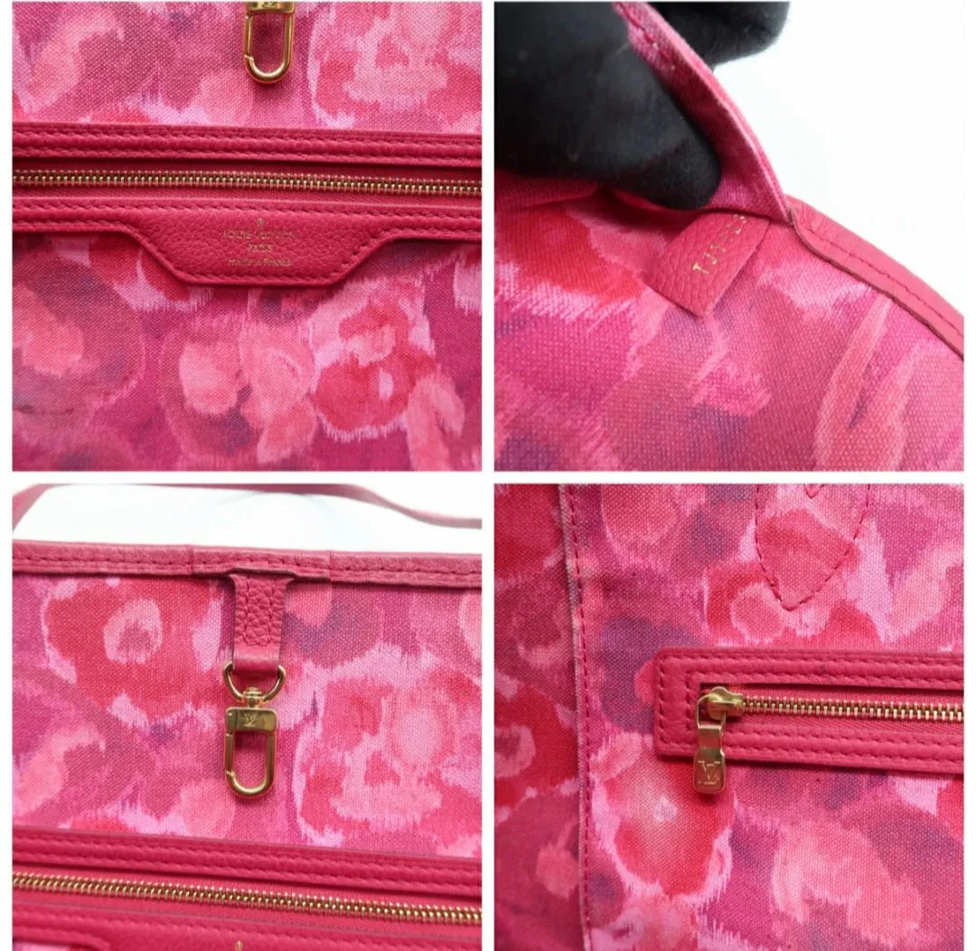 Louis Vuitton Neverfull GM Brown & Fuchsia Canvas Tote Bag