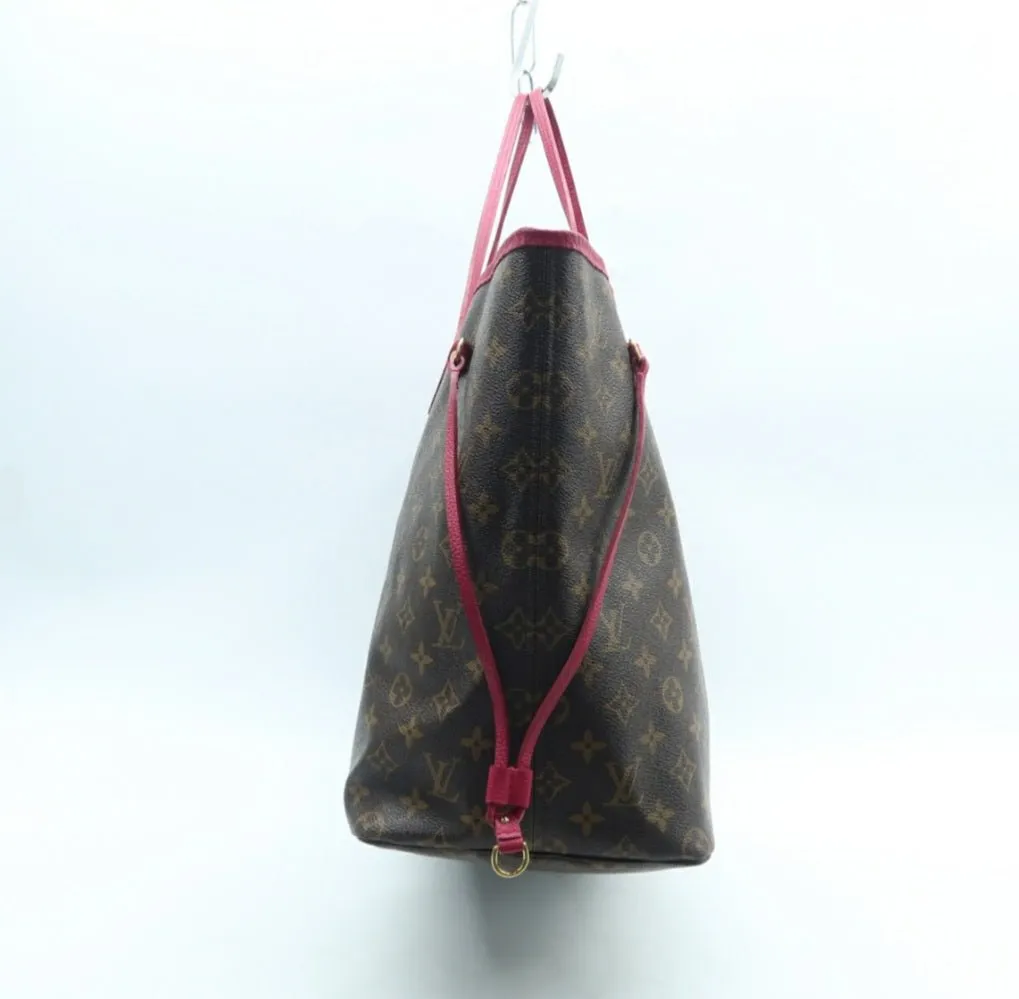 Louis Vuitton Neverfull GM Brown & Fuchsia Canvas Tote Bag
