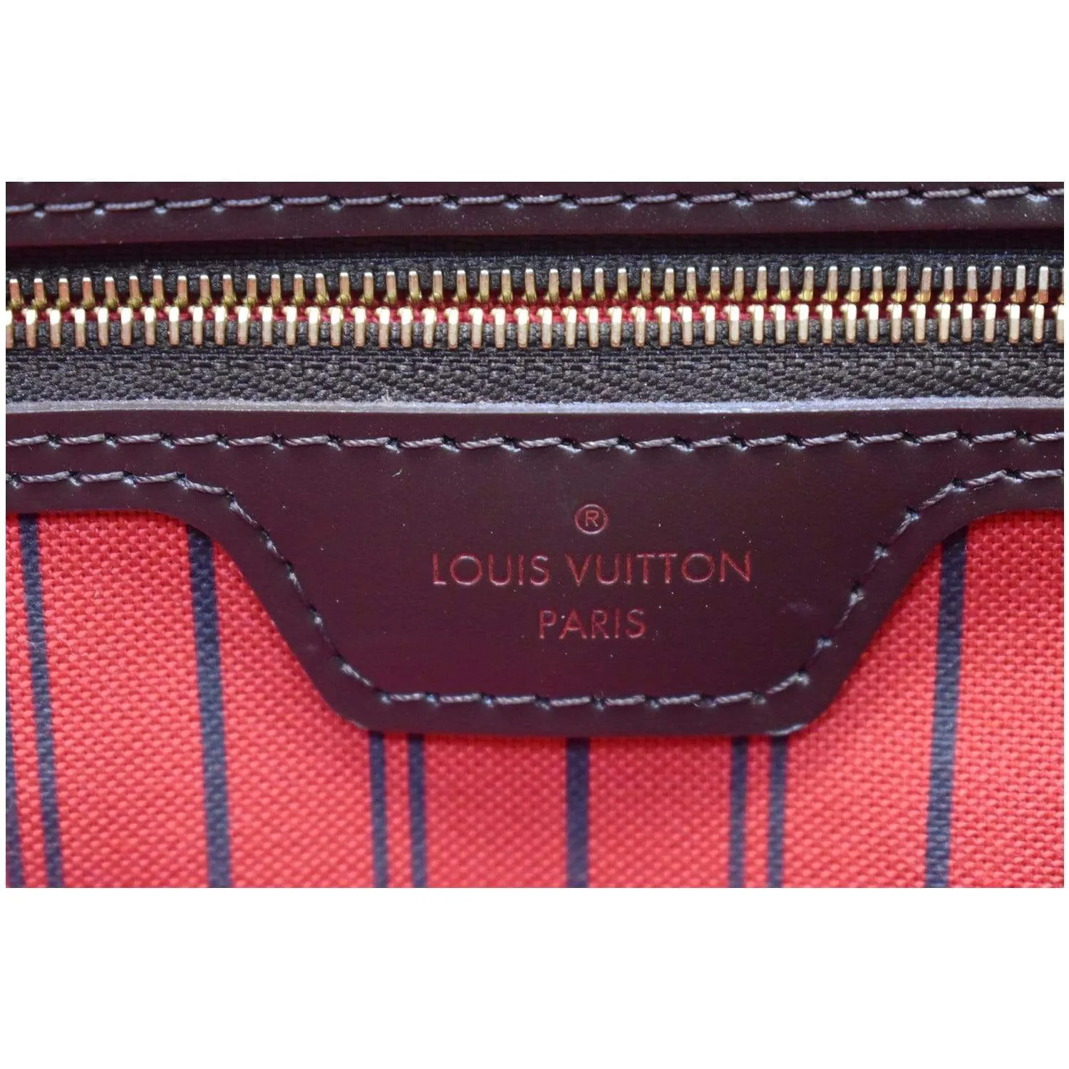 LOUIS VUITTON Neverfull MM Damier Ebene Tote Shoulder Bag Brown