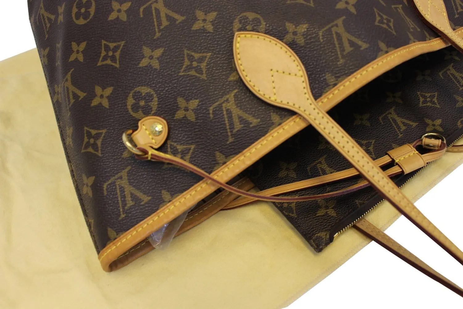 LOUIS VUITTON Neverfull MM Monogram Canvas Tote Bag Brown w/Pouch
