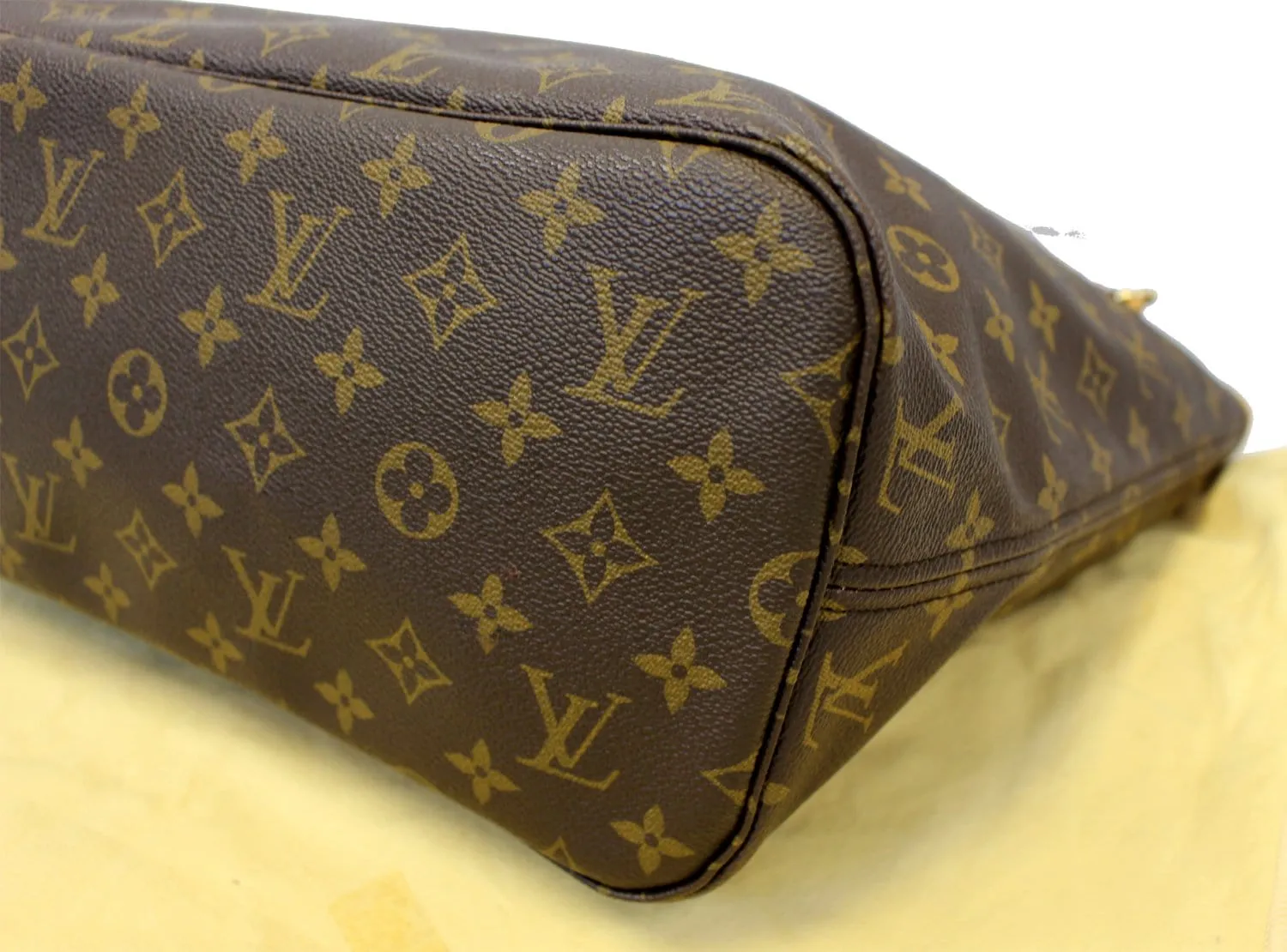 LOUIS VUITTON Neverfull MM Monogram Canvas Tote Bag Brown w/Pouch