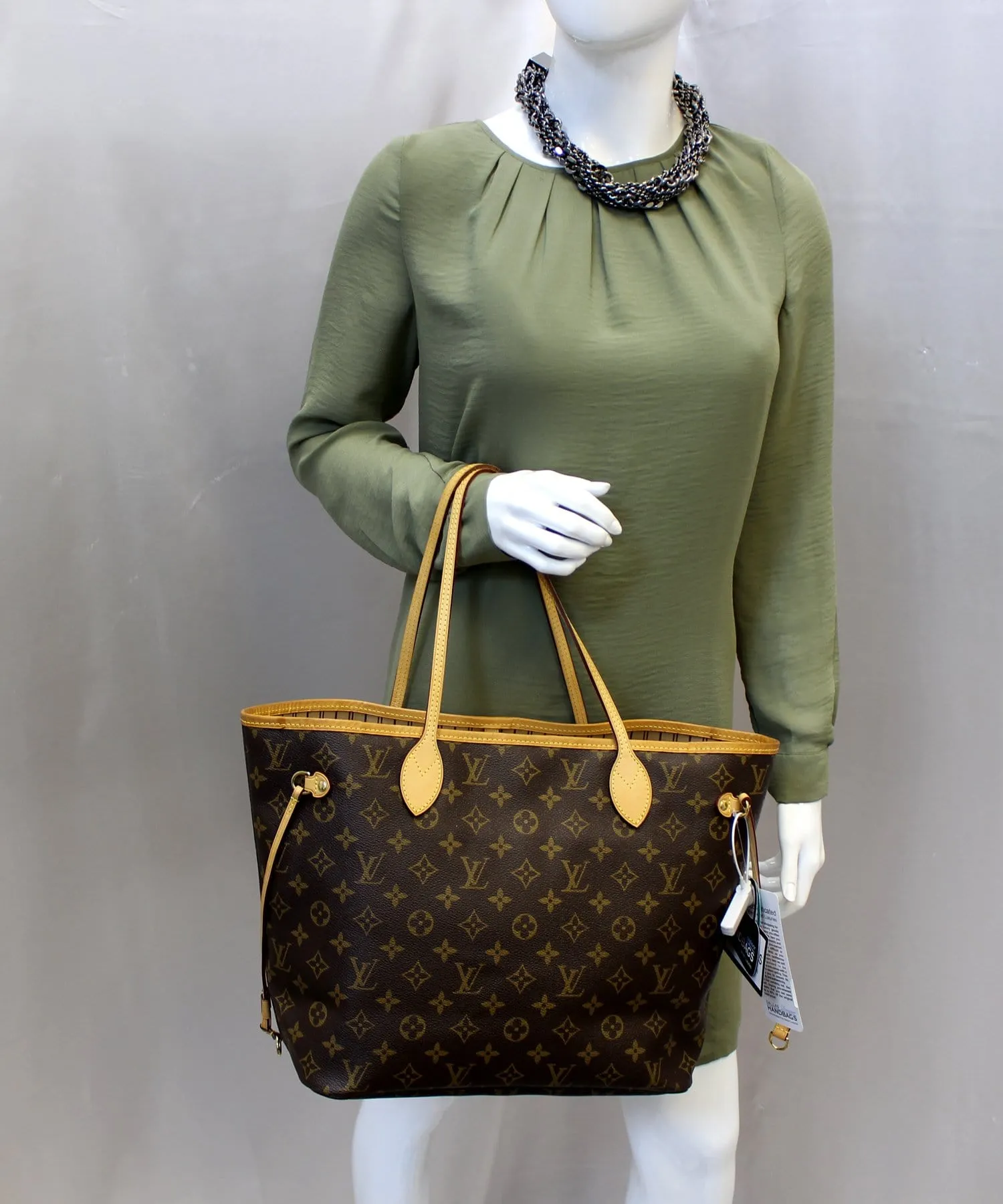 LOUIS VUITTON Neverfull MM Monogram Canvas Tote Bag Brown w/Pouch