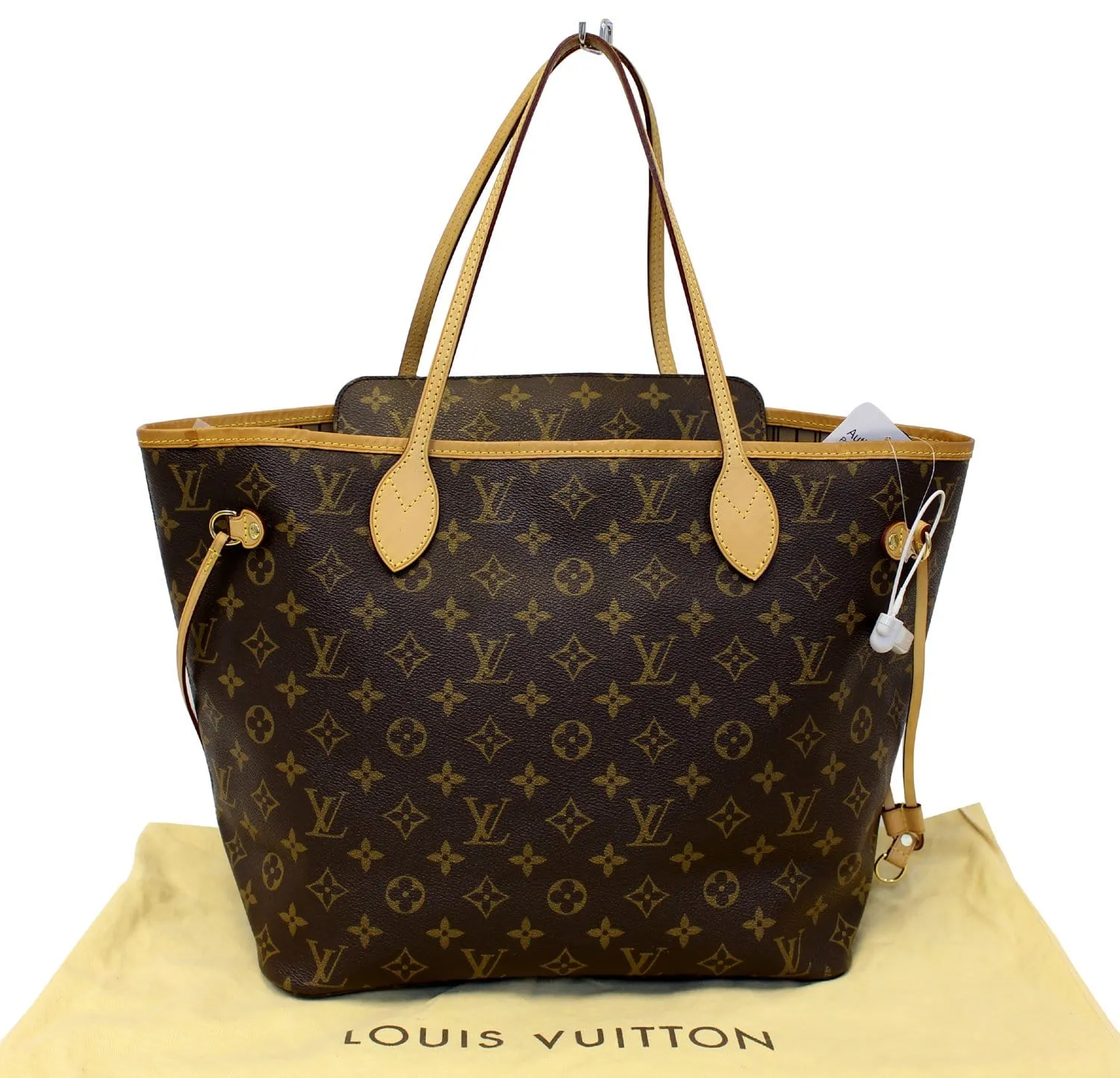 LOUIS VUITTON Neverfull MM Monogram Canvas Tote Bag Brown w/Pouch