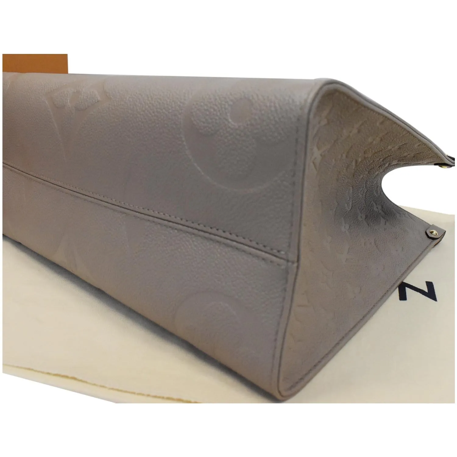 LOUIS VUITTON Onthego MM Monogram Empreinte Shoulder Bag Tourterelle