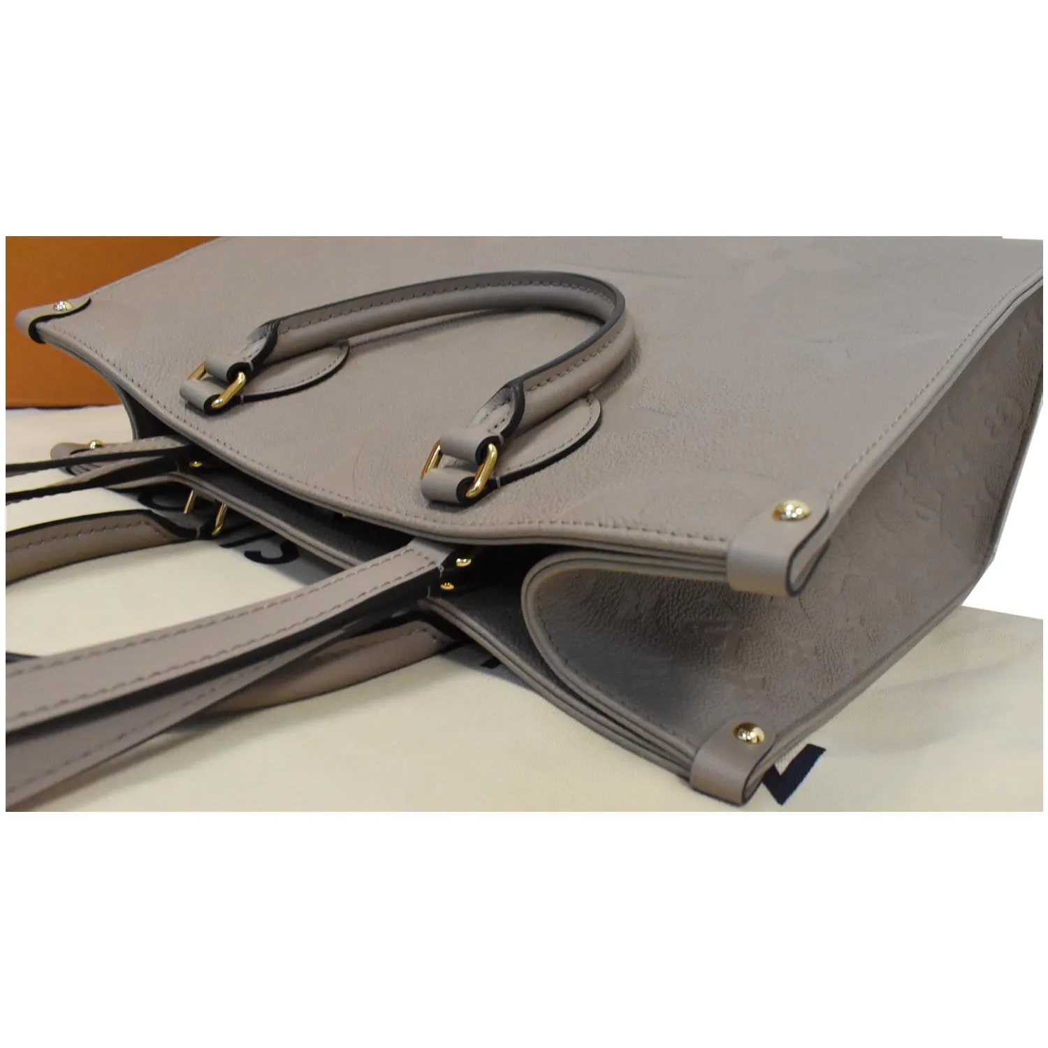 LOUIS VUITTON Onthego MM Monogram Empreinte Shoulder Bag Tourterelle