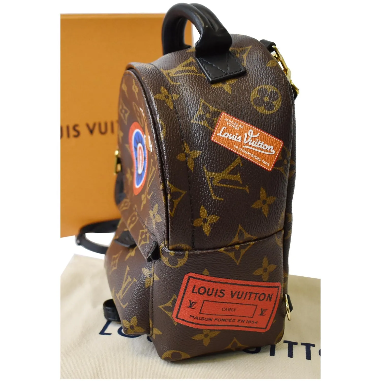 LOUIS VUITTON Palm Springs Mini World Tour Monogram Canvas Backpack Brown