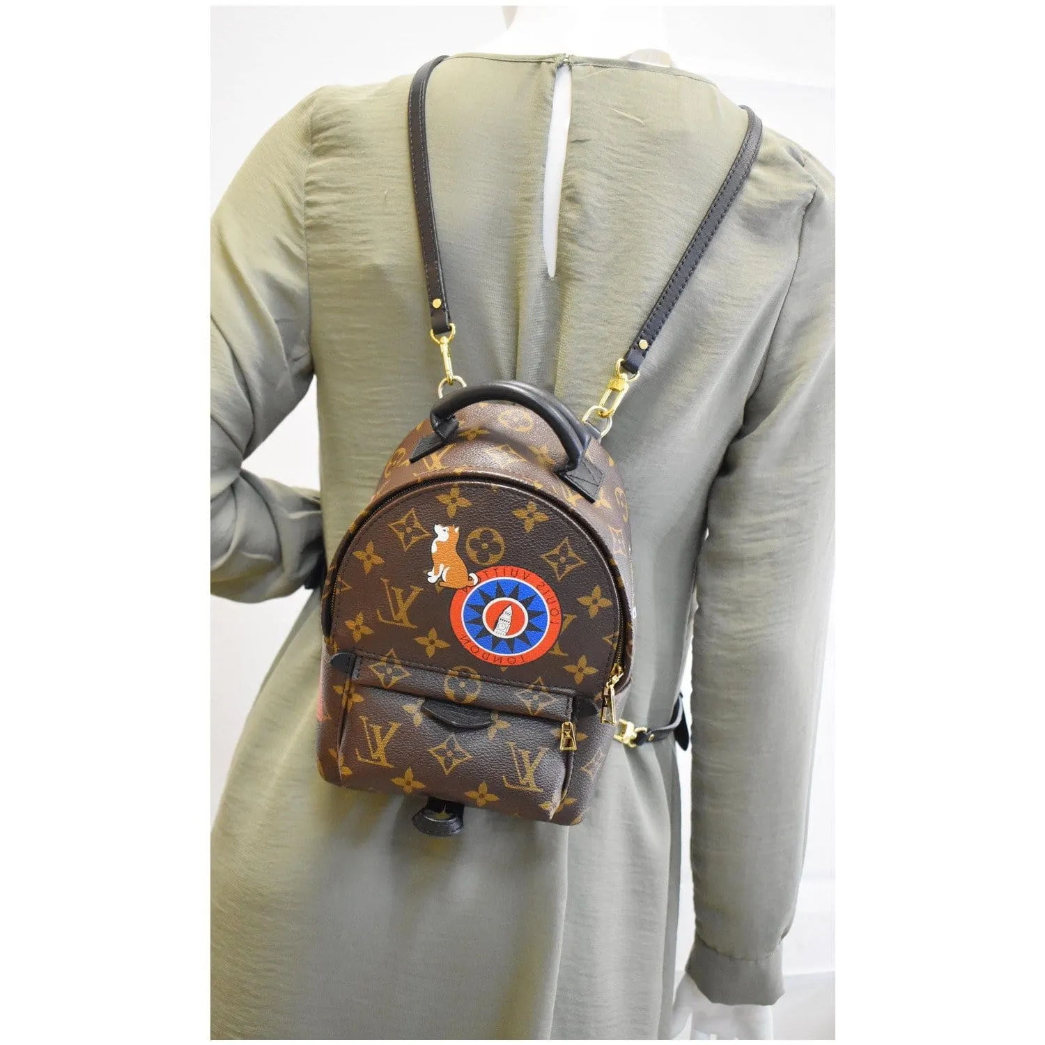 LOUIS VUITTON Palm Springs Mini World Tour Monogram Canvas Backpack Brown