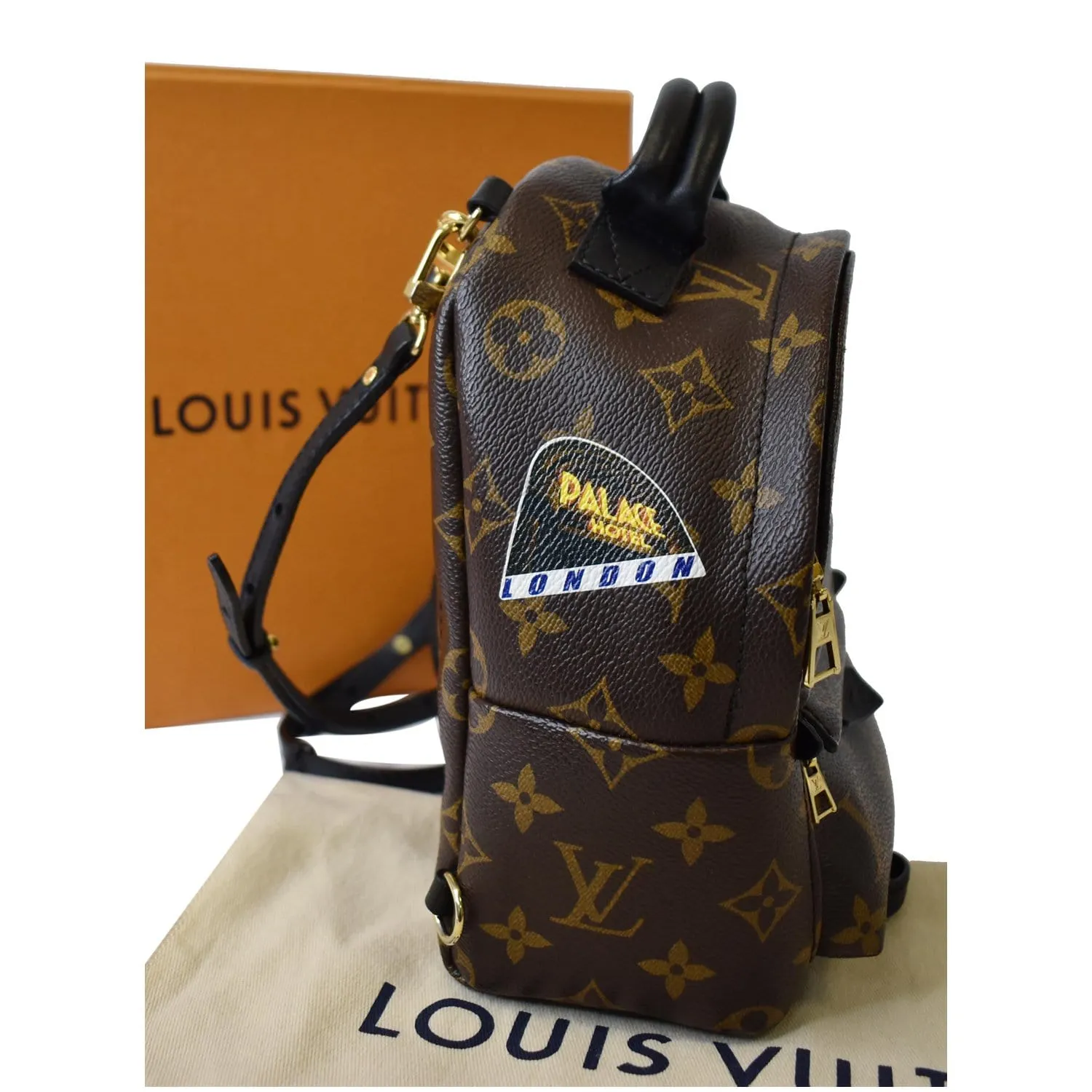 LOUIS VUITTON Palm Springs Mini World Tour Monogram Canvas Backpack Brown