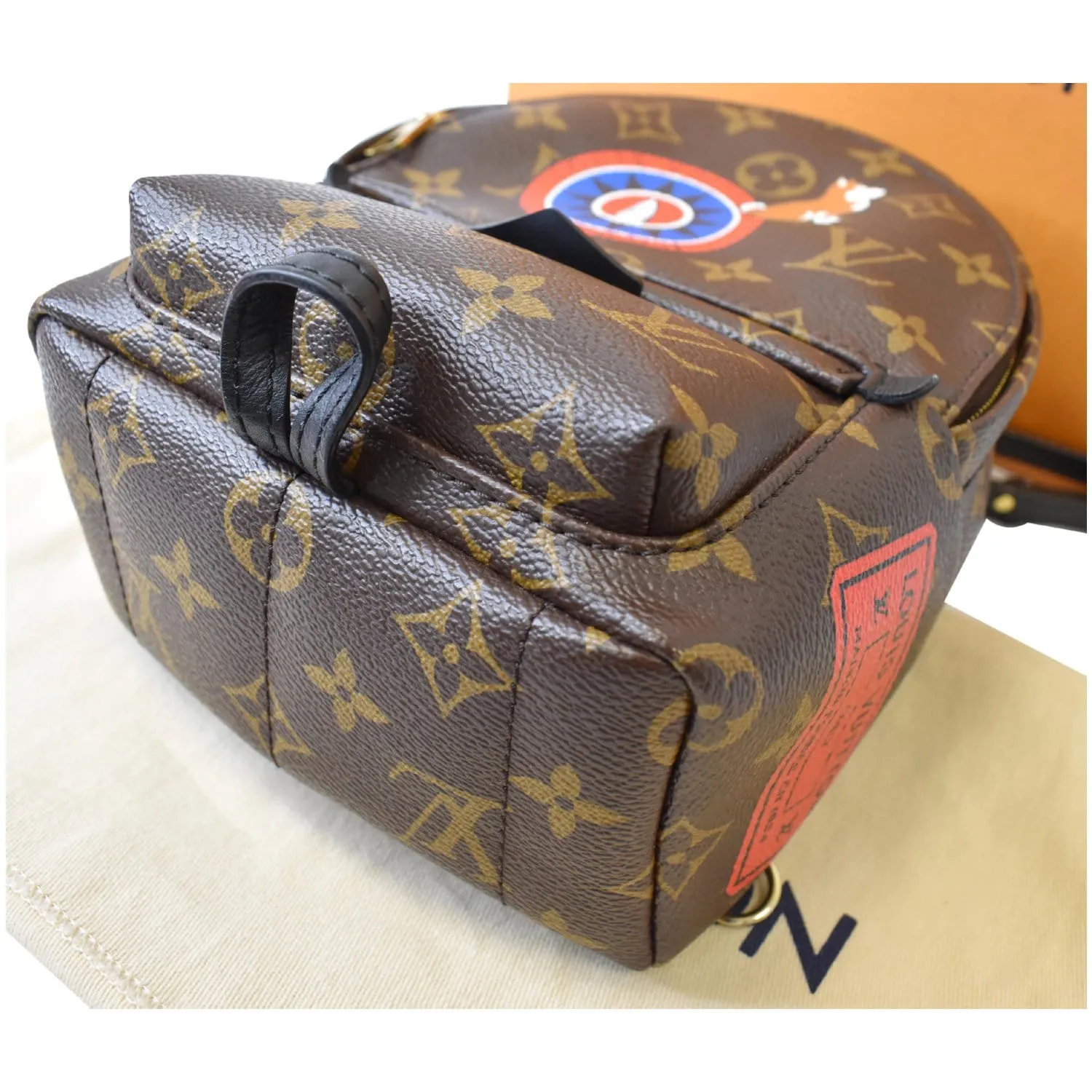 LOUIS VUITTON Palm Springs Mini World Tour Monogram Canvas Backpack Brown