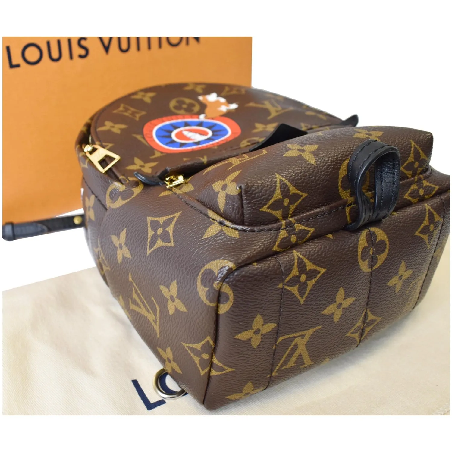 LOUIS VUITTON Palm Springs Mini World Tour Monogram Canvas Backpack Brown