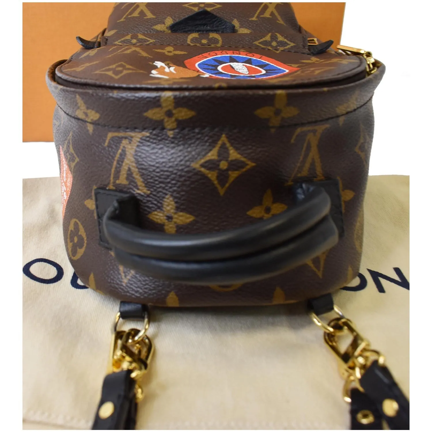 LOUIS VUITTON Palm Springs Mini World Tour Monogram Canvas Backpack Brown