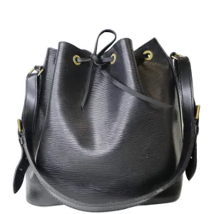 LOUIS VUITTON Petit Noe Epi Leather Shoulder Bag Black