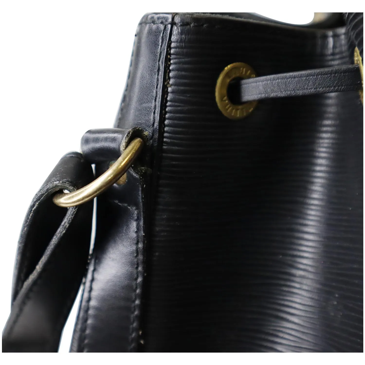 LOUIS VUITTON Petit Noe Epi Leather Shoulder Bag Black