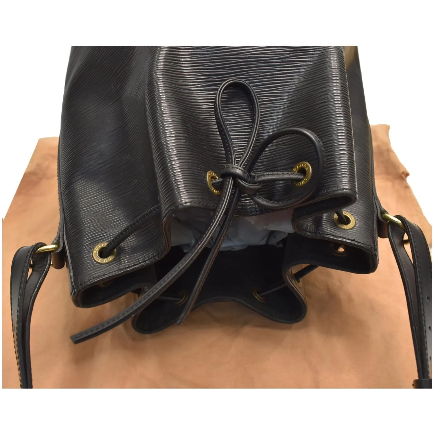 LOUIS VUITTON Petit Noe Epi Leather Shoulder Bag Black