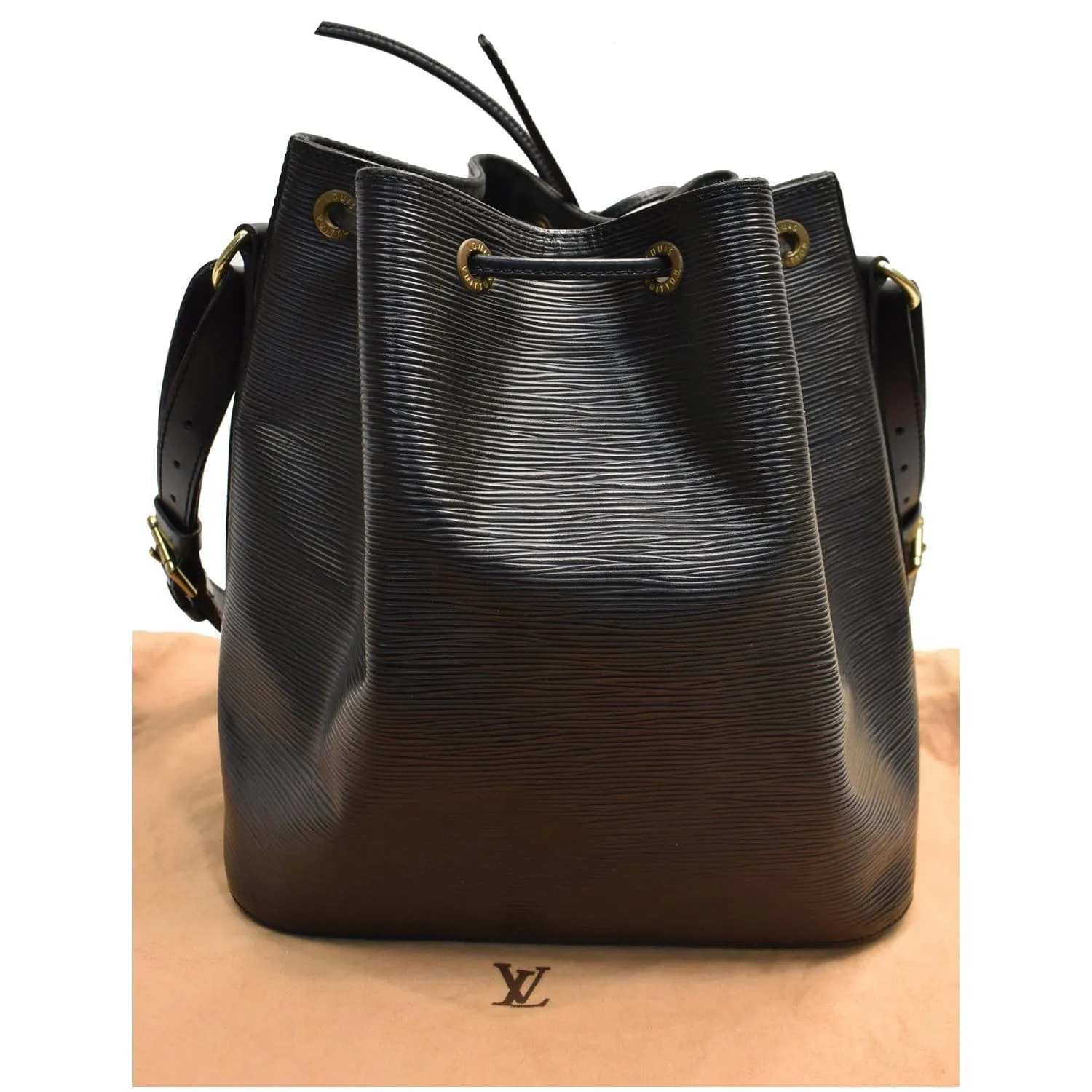 LOUIS VUITTON Petit Noe Epi Leather Shoulder Bag Black