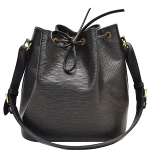 LOUIS VUITTON Petit Noe Epi Leather Shoulder Bag Black