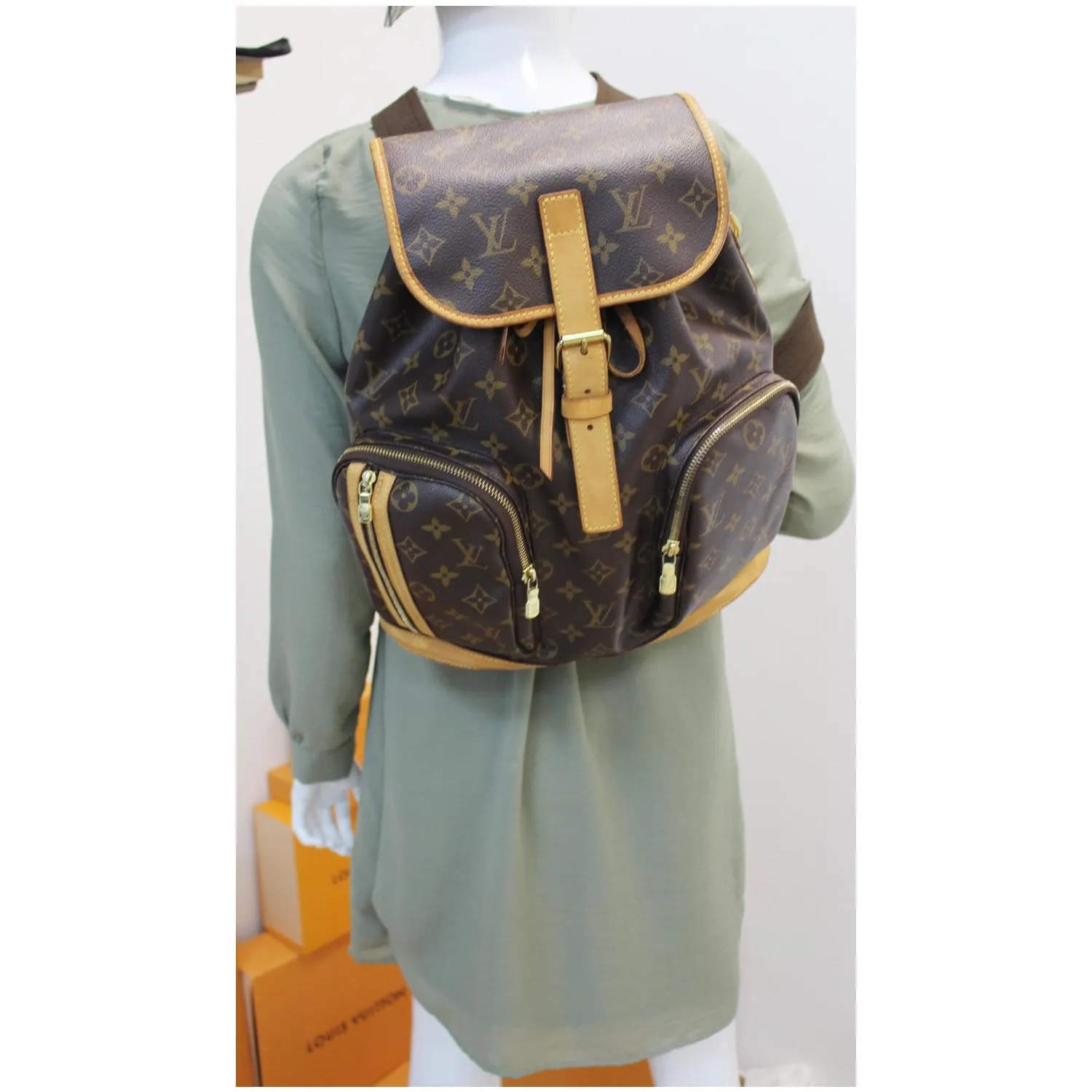 LOUIS VUITTON Sac A Dos Bosphore Monogram Canvas Backpack Bag Brown