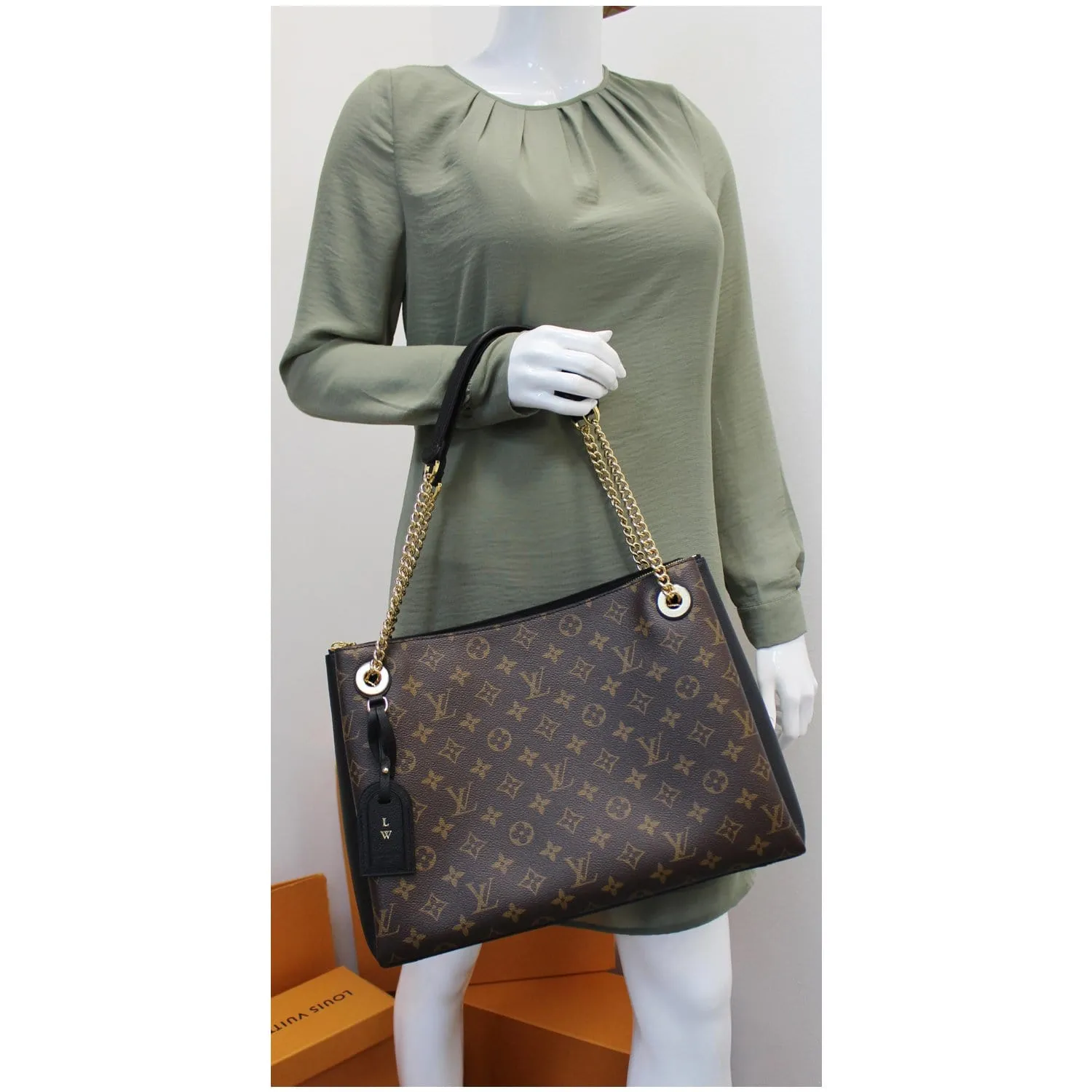 LOUIS VUITTON Surene MM Monogram Canvas Shoulder Bag Black