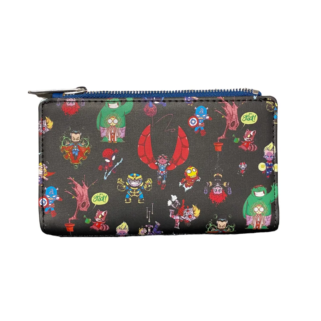 Loungefly Skottie Young Chibi Marvel Group Flap Wallet DEFECTIVE #168