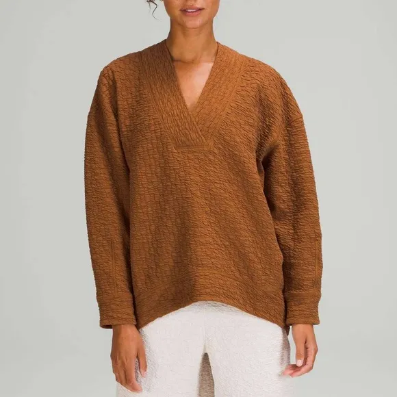 Lululemon | Rippled V-Neck Pullover Copper Brown 12