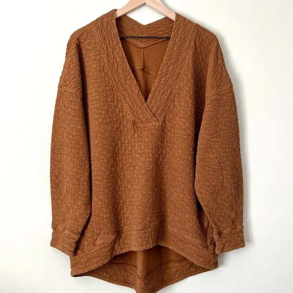 Lululemon | Rippled V-Neck Pullover Copper Brown 12