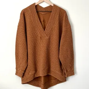 Lululemon | Rippled V-Neck Pullover Copper Brown 12