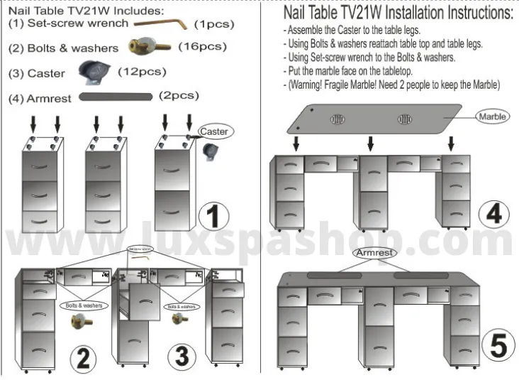 LUX20 Double Manicure Table with Vent Pipe   Vacuum