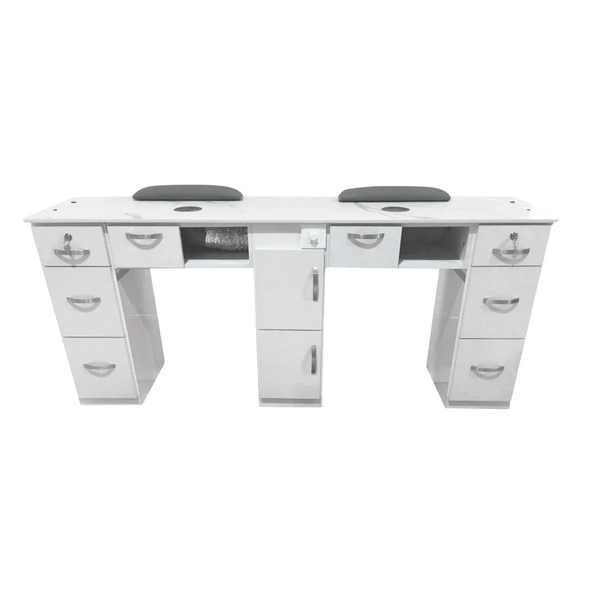 LUX20 Double Manicure Table with Vent Pipe   Vacuum