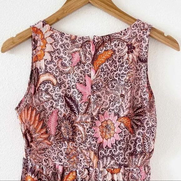 Madewell Lace-Up Ruffle-Hem Midi Dress in Bali Blooms- NWOT-