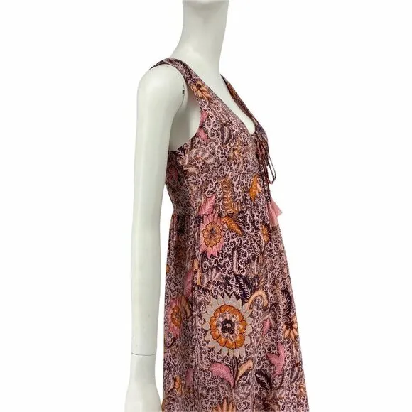 Madewell Lace-Up Ruffle-Hem Midi Dress in Bali Blooms- NWOT-