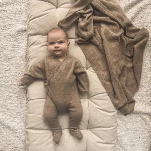 Maeve Premium Cashmere Wrap Footed Babygrow (Oatmeal)