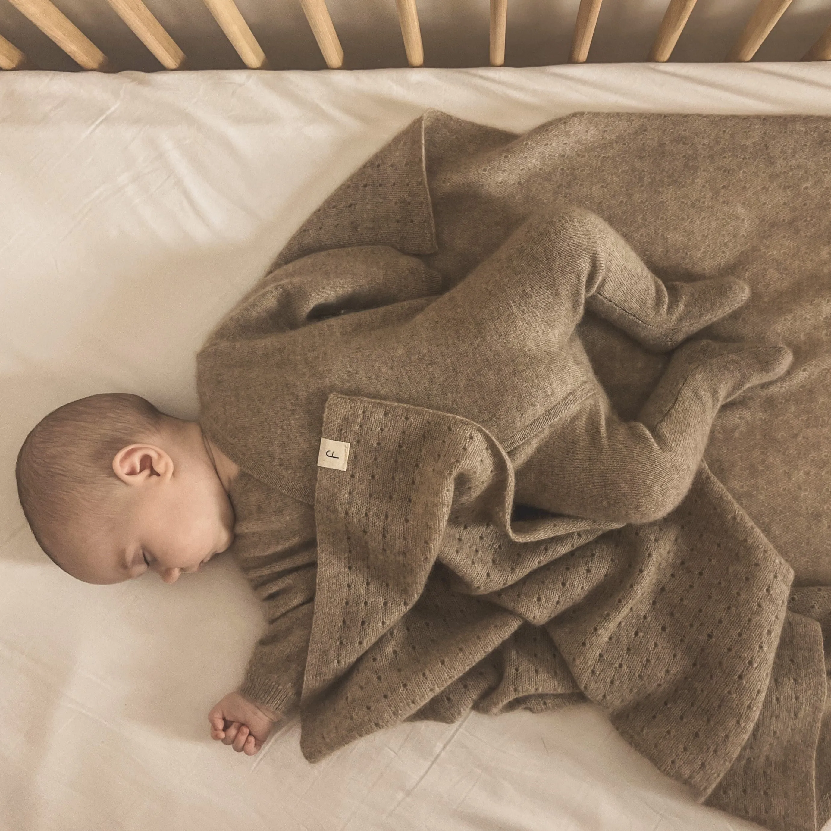 Maeve Premium Cashmere Wrap Footed Babygrow (Oatmeal)