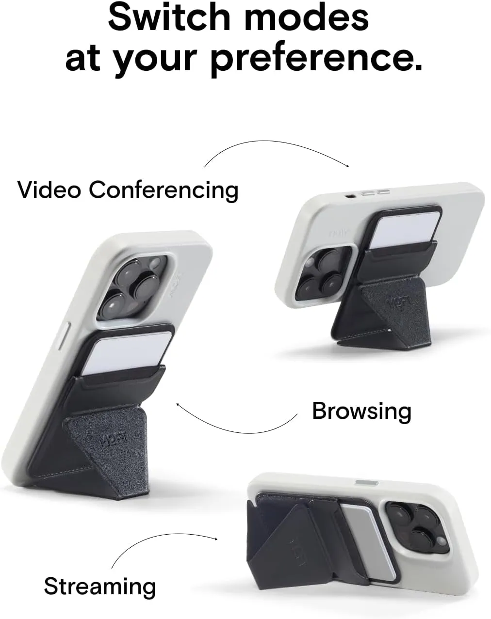 Magnetic Wallet Stand Compatible with Iphone Series & MOVAS Phone - Jet Black