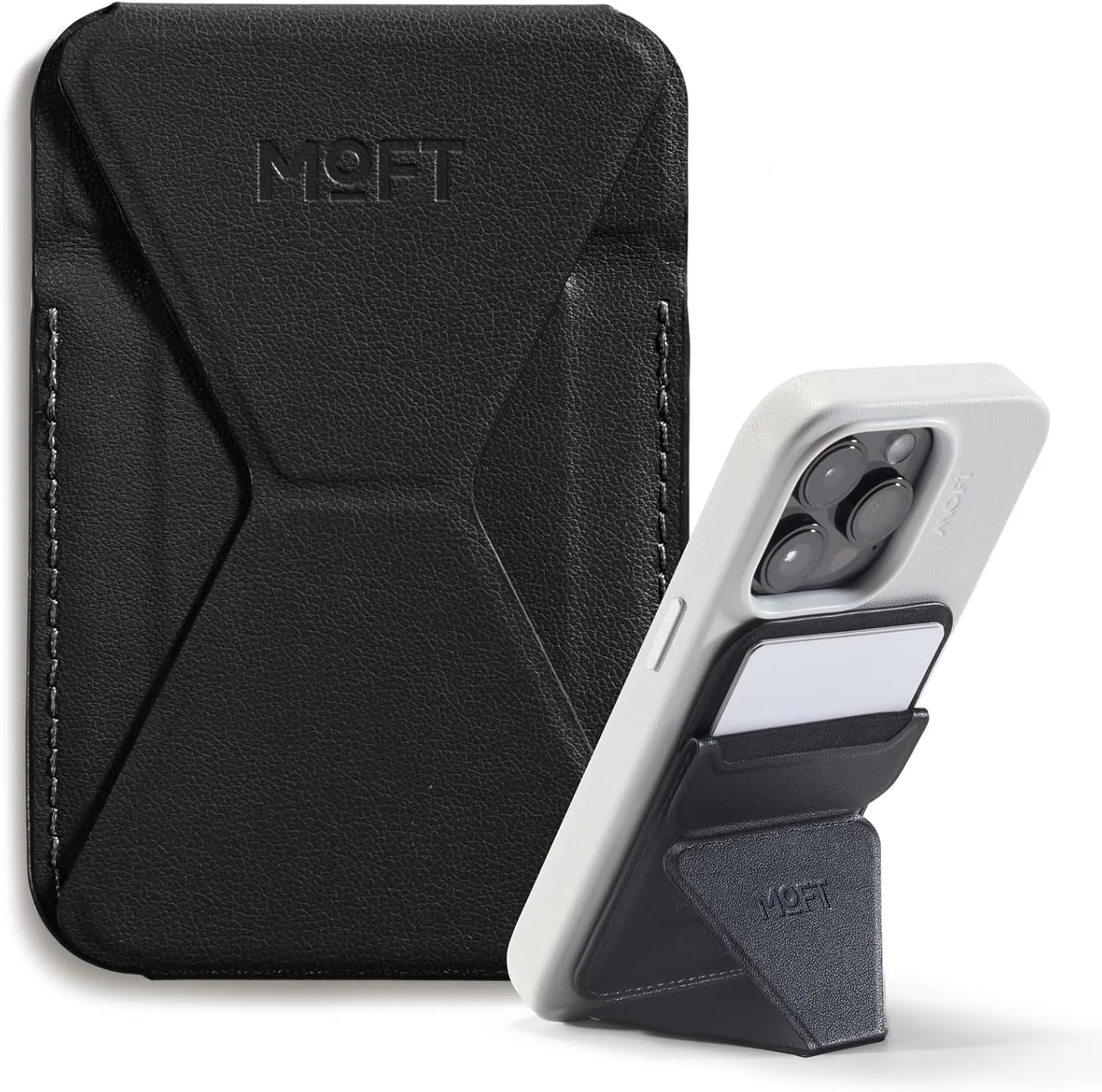 Magnetic Wallet Stand Compatible with Iphone Series & MOVAS Phone - Jet Black