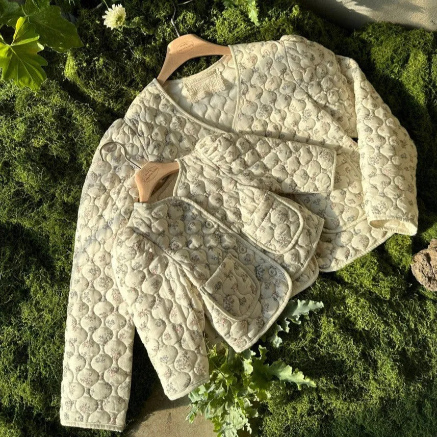 MAMA Florrie Floral Cotton Quilted Jacket (Light Blue)