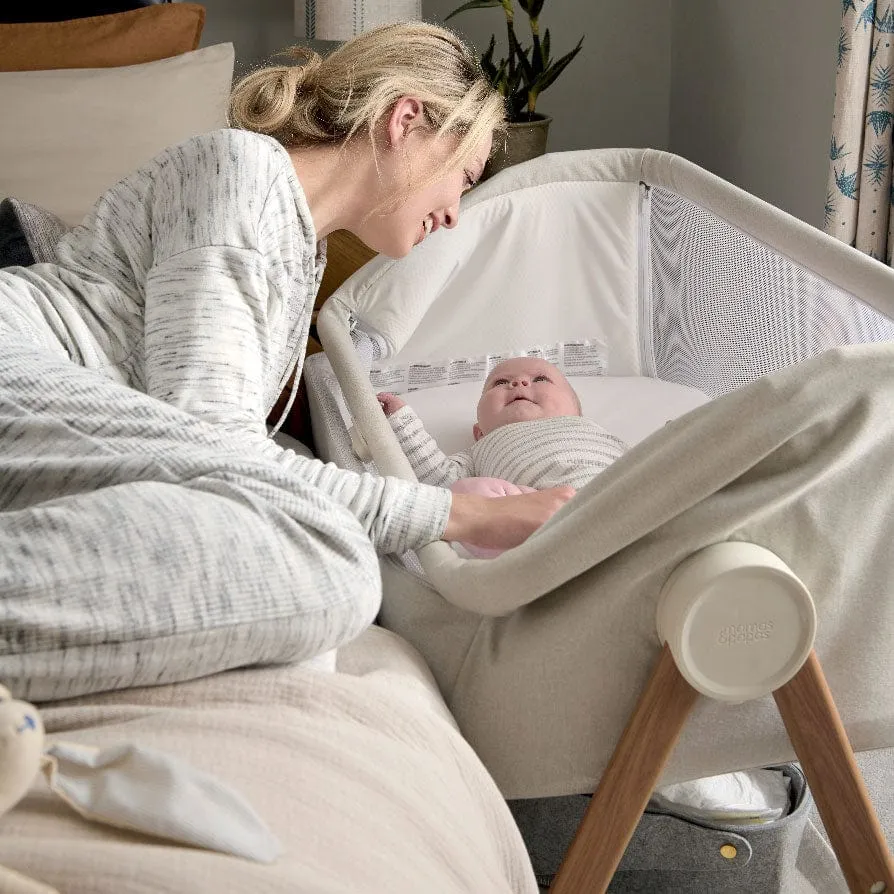 Mamas & Papas Lua Fawn Bedside Crib Oat Bundle