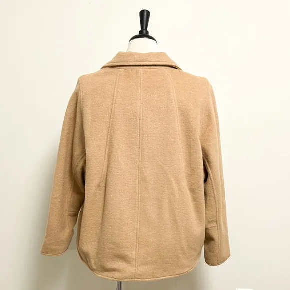 Marla Wynne Layers Camel Melton Wool Blend Snap Button Dolman Sleeve Coat Medium