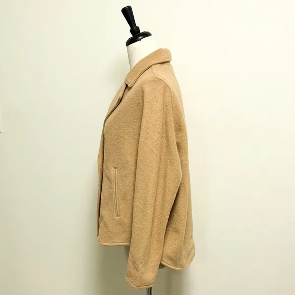 Marla Wynne Layers Camel Melton Wool Blend Snap Button Dolman Sleeve Coat Medium