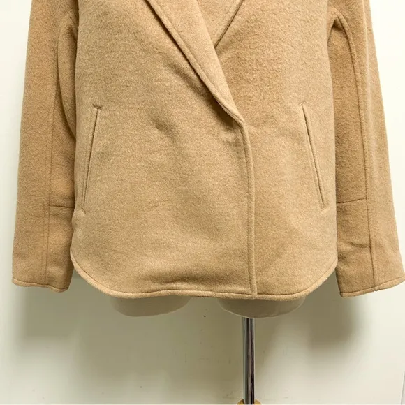 Marla Wynne Layers Camel Melton Wool Blend Snap Button Dolman Sleeve Coat Medium