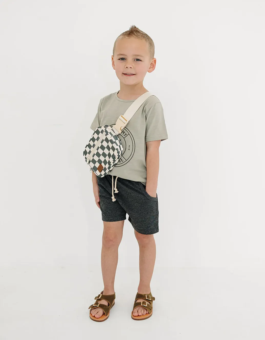 Mebie Baby Mini Fanny Pack - Green Checkered