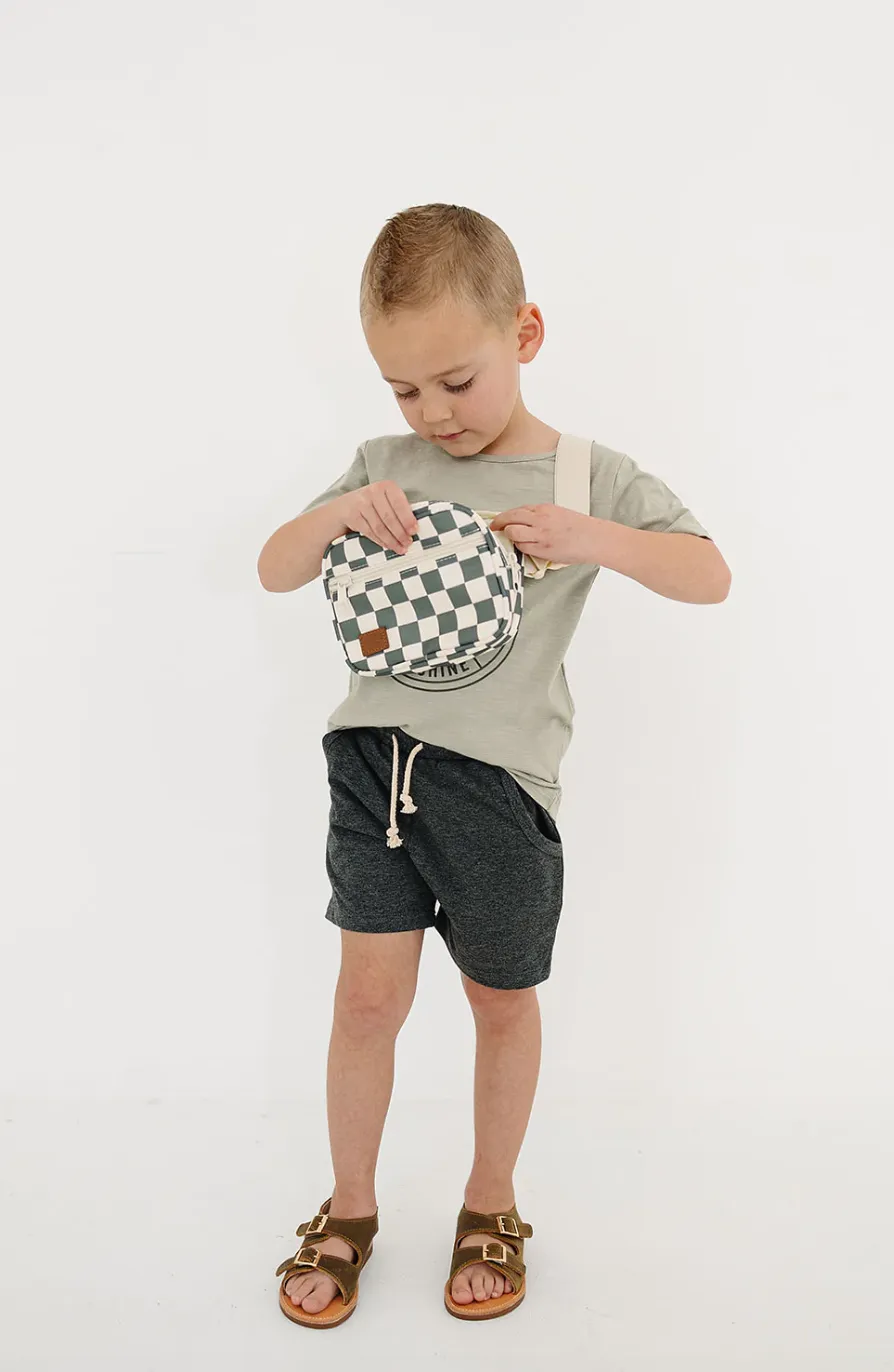 Mebie Baby Mini Fanny Pack - Green Checkered