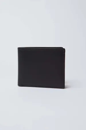 Men Wallet Logo Embellished Genuine Leather Black