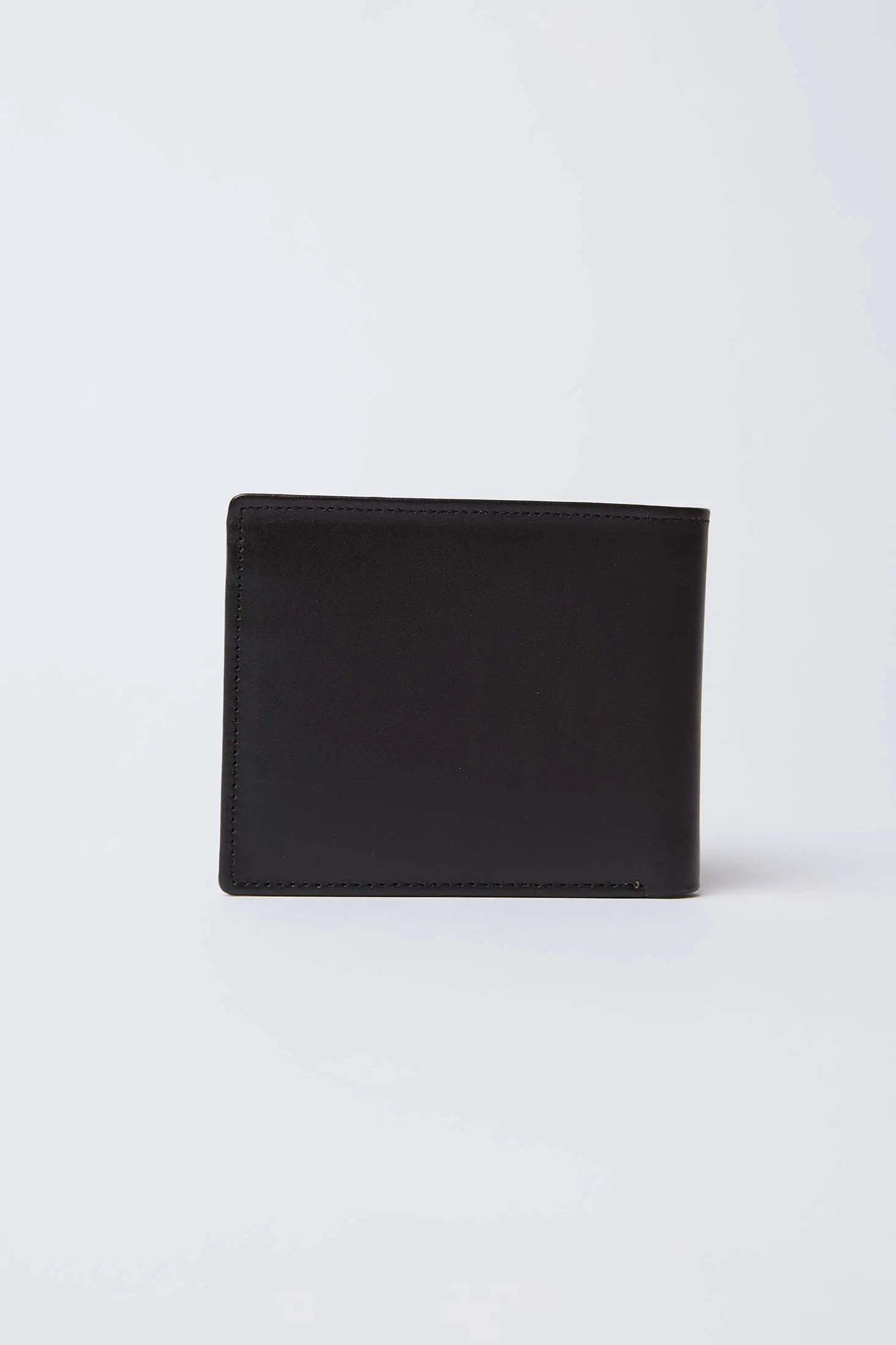 Men Wallet Logo Embellished Genuine Leather Black