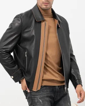 Men's 100% Sheep Leather Harrington Jacket