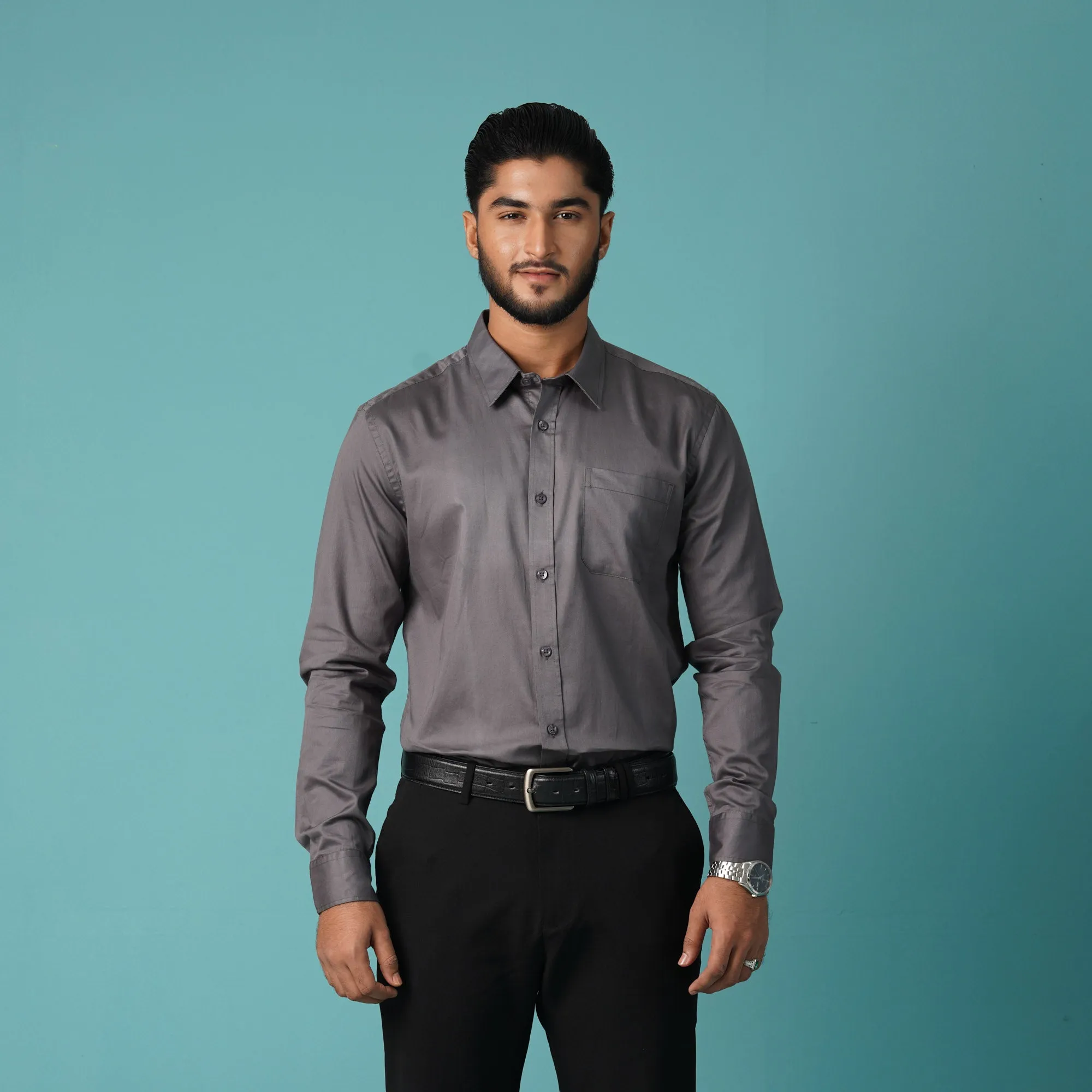 Mens Formal Shirt-Ash