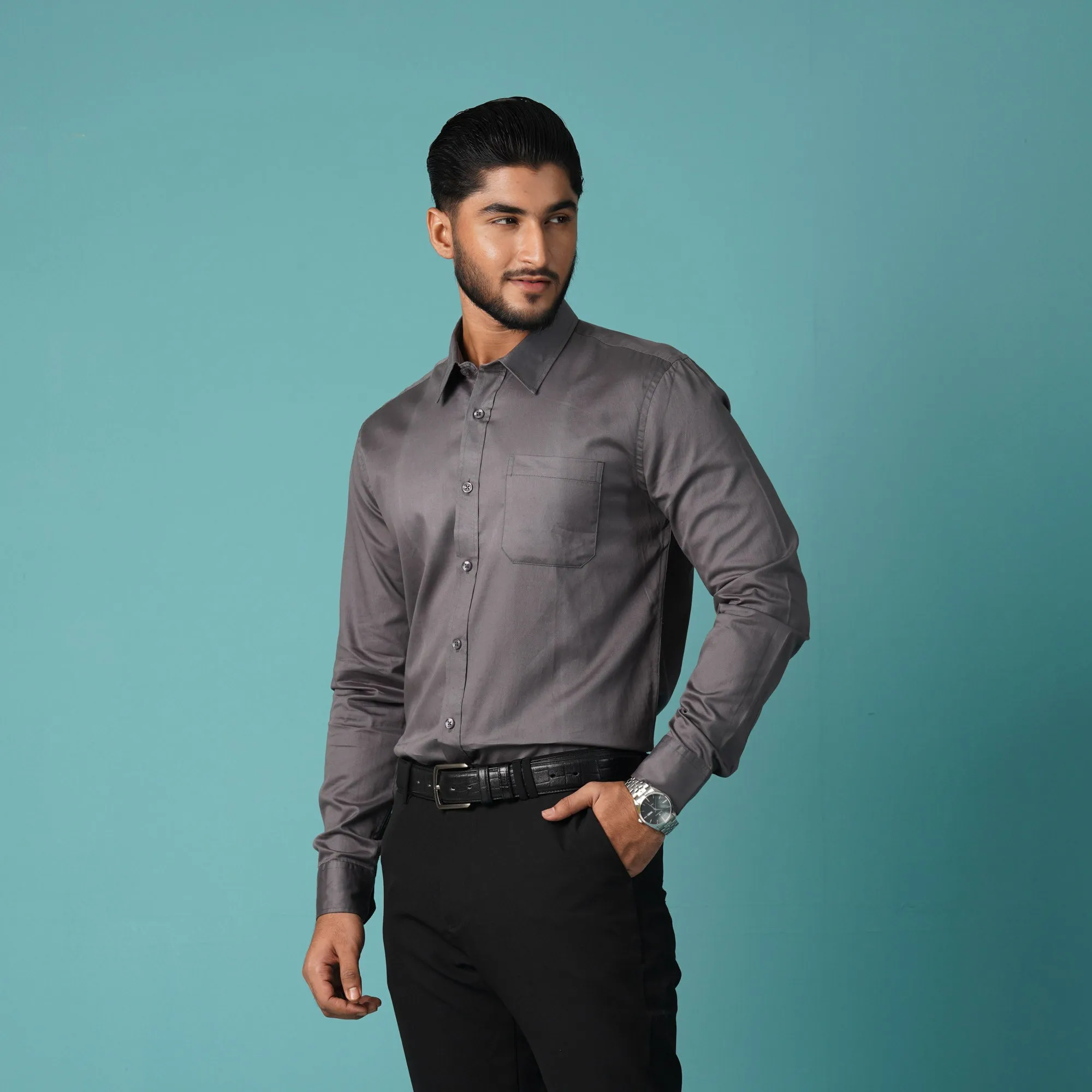 Mens Formal Shirt-Ash