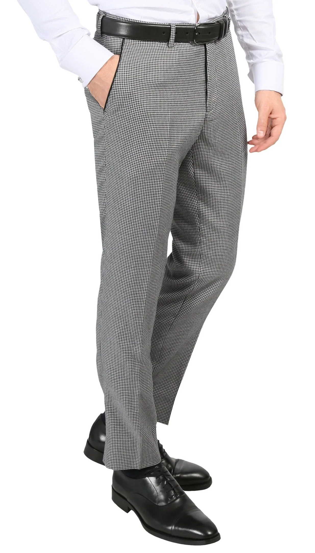 Men's Hilton Skinny Slim Fit Houndstooth Shawl Lapel 2pc Tuxedo
