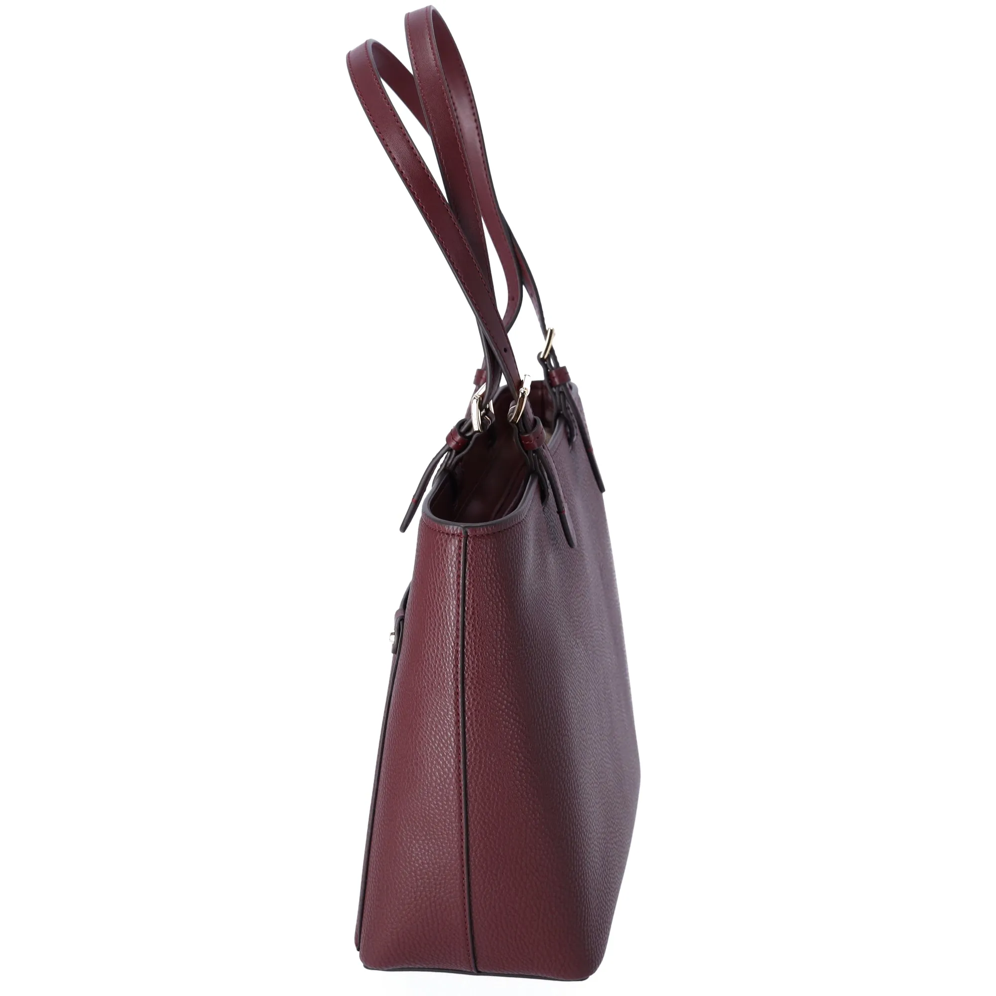 Michael Kors Jet Set Travel Medium Double Pocket Tote Oxblood Vegan Leather