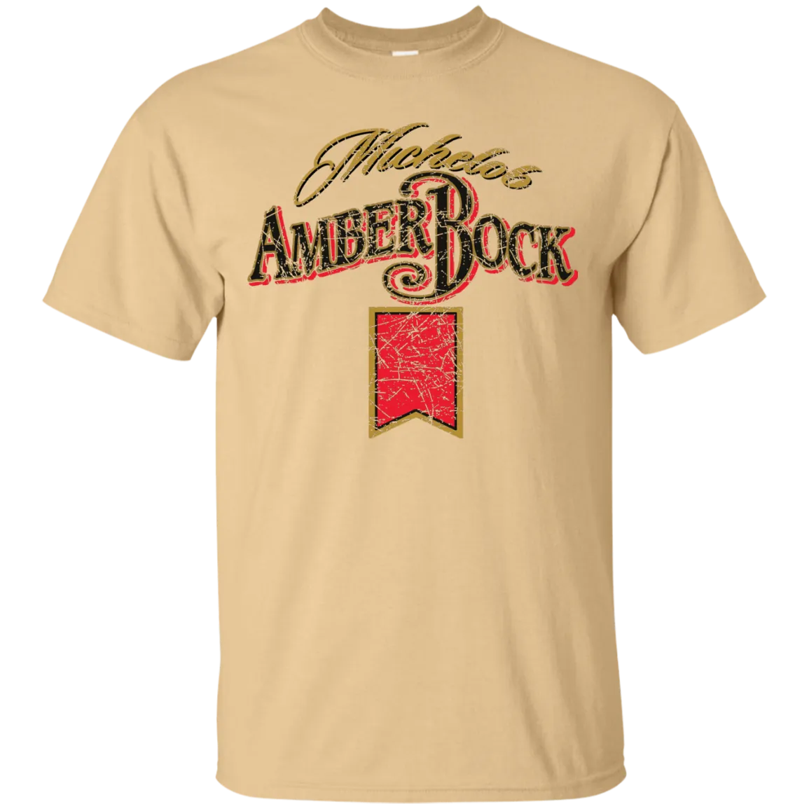 Michelob Amber Bock Beer T-Shirt Custom Designed Color Worn Pattern