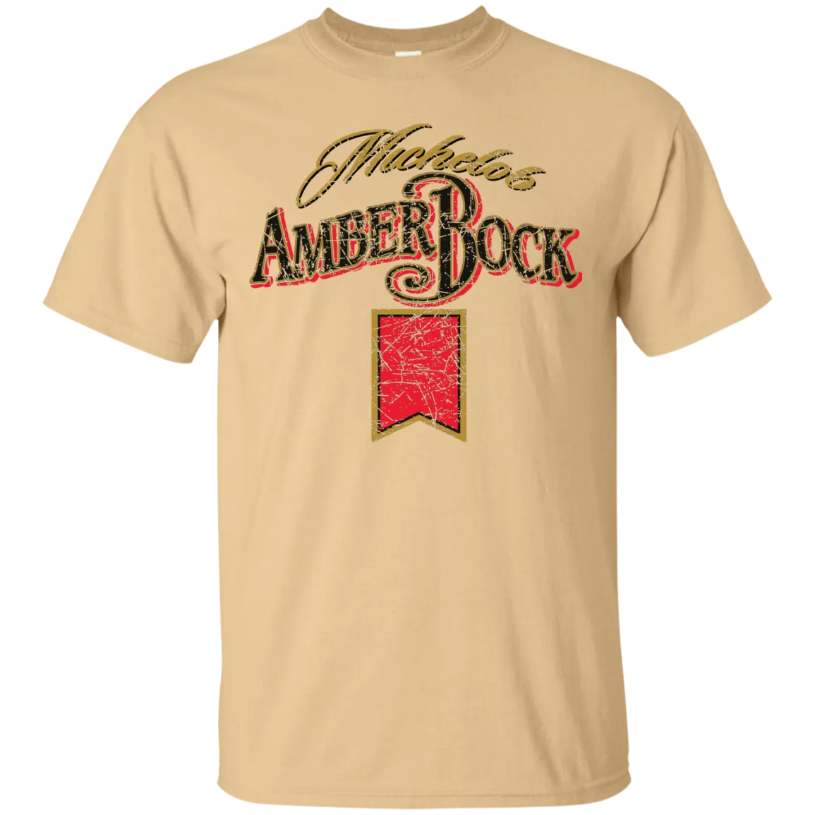 Michelob Amber Bock Beer T-Shirt Custom Designed Color Worn Pattern